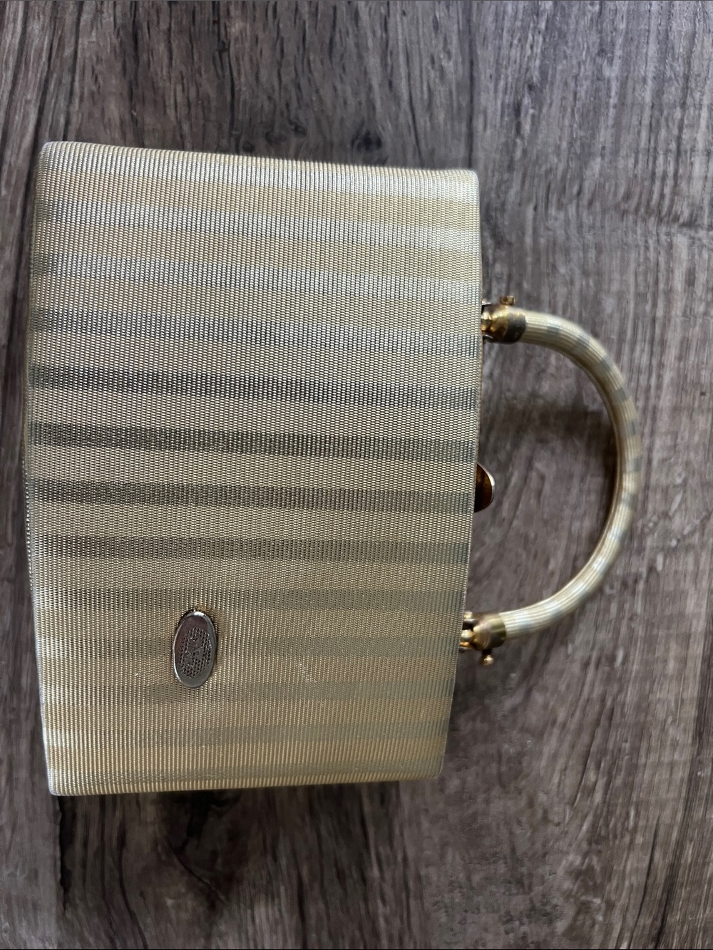 Vintage 1960s Toni Bags Gold Ribbed Evening Bag Top Handle Mid Century Box Purse